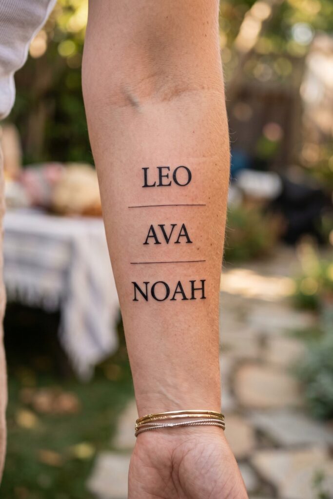 Stacked Names — All Your Children Tattoo