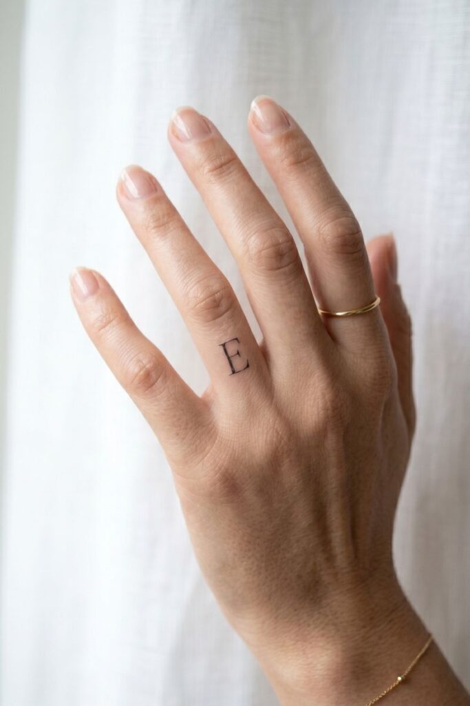 Initial Tattoo on the Finger
