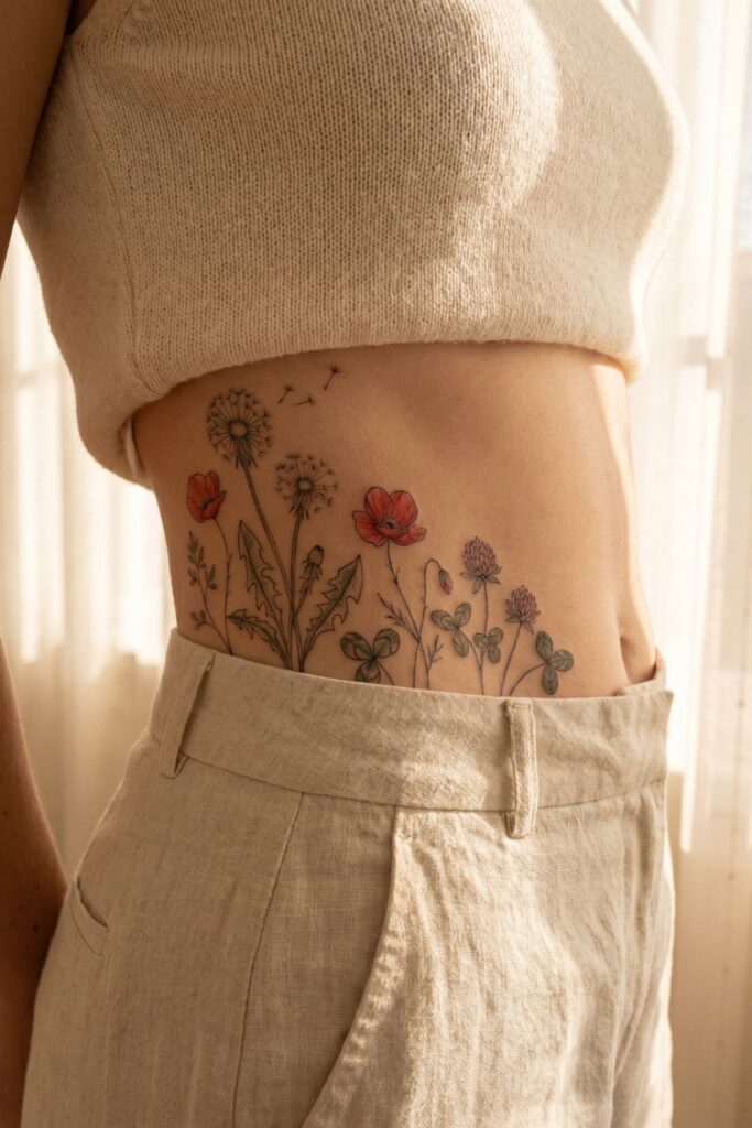 A Field of Wildflowers on the Lower Abdomen