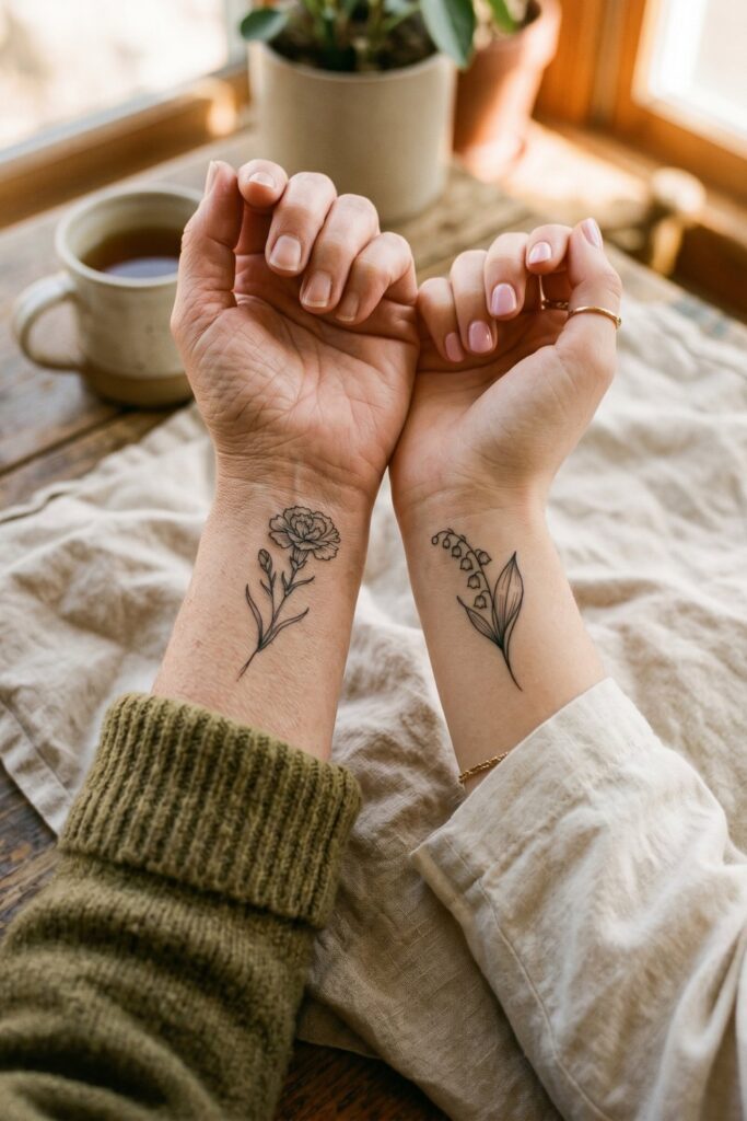 Each Other's Birth Flowers Tattoos