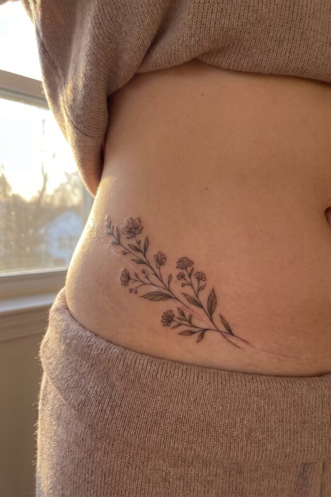 C-Section Scar Cover Tattoo