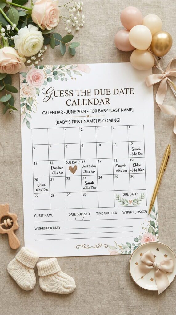 Guess the Due Date Calendar