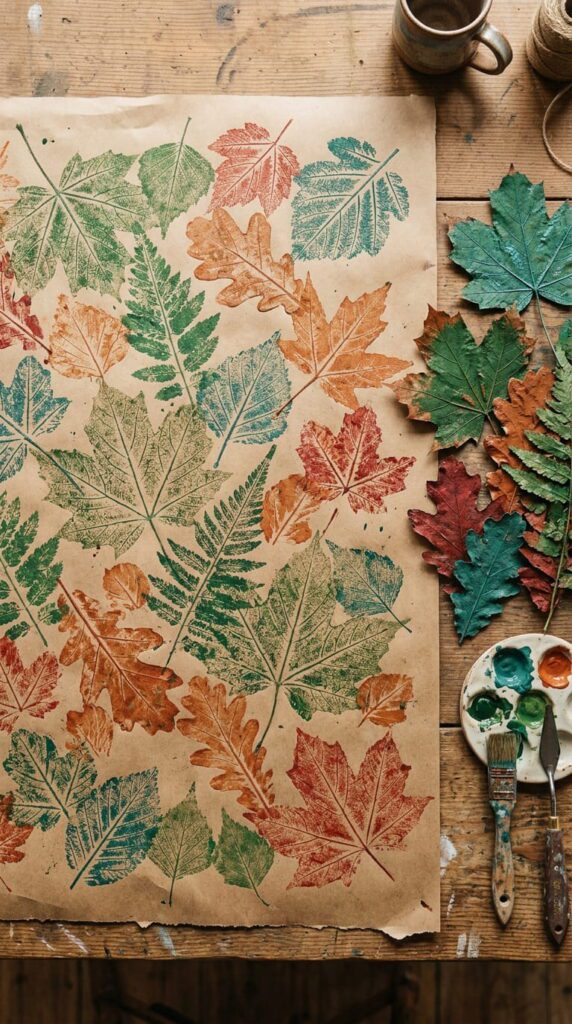 Leaf Print Wrapping Paper