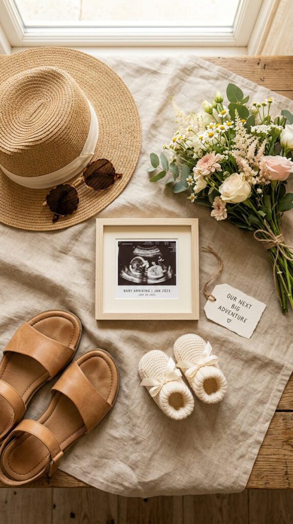 Ultrasound and Sun Hat Flat Lay
