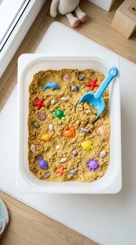 Indoor Sensory Bin with Summer Theme