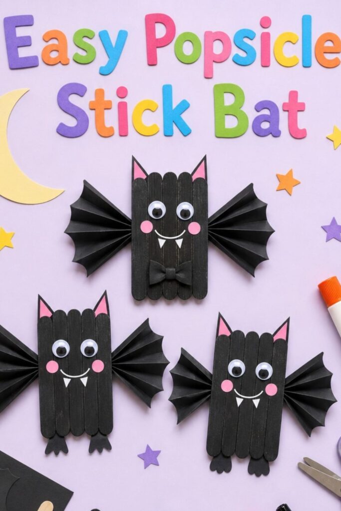 Popsicle Stick Flying Bat Puppets
