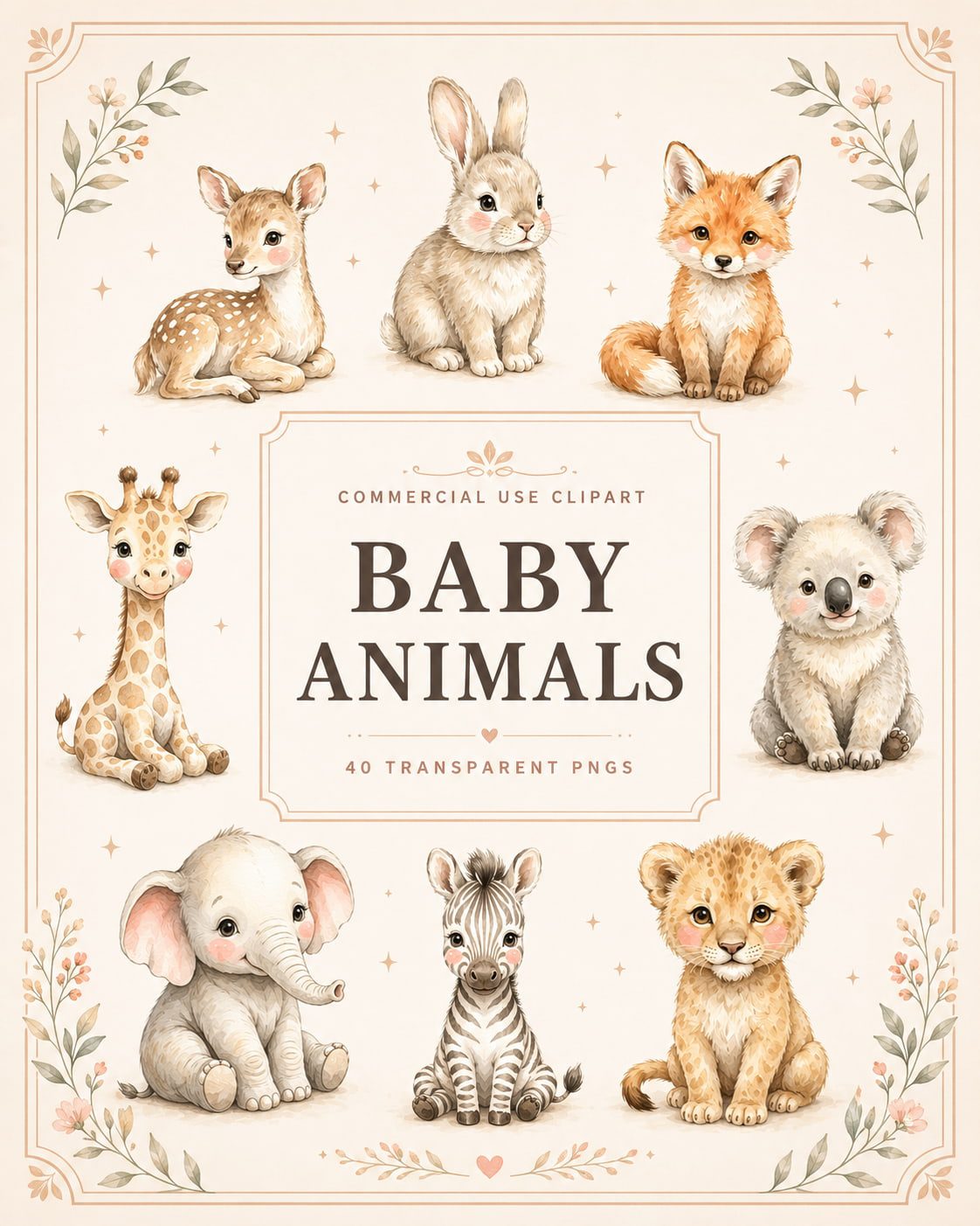 watercolor animals clipart bundle
